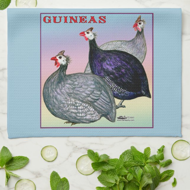 guineas Three Fowl Kitchen Towel (Folded)