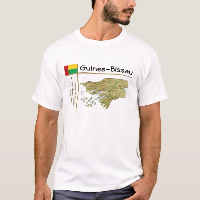 Guinée-Bissau Carte + Drapeau + Titre T-shirt (Devant)