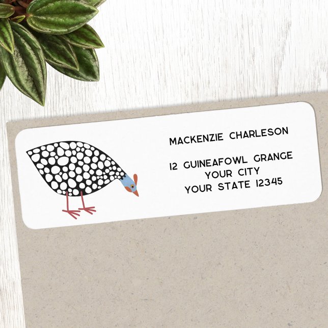 Guinée Fowl Bird Adresse de retour (Fun Guineafowl bird return address label)