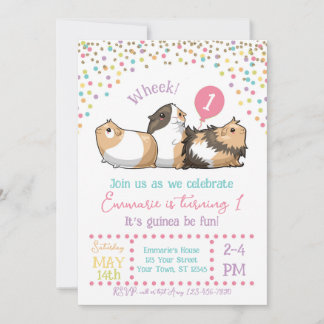 Guinéen Cochon Anniversaire Invitation Confetti