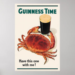 Guinness Time Crab Poster Print  John Gilroy Irish