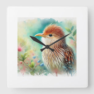 Guira Cuckoo 010924AREF149 - Watercolor Square Wall Clock