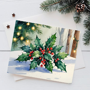Guirlande de Noël Carte de Voeux aquarelle Joyeux 