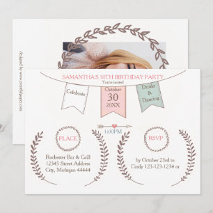 Guirlande élégante - Invitation à une fête d'anniv
