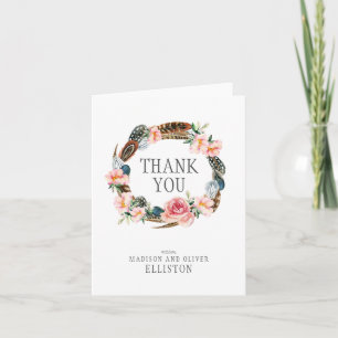 Guirlande florale d'aquarelle avec le Merci des