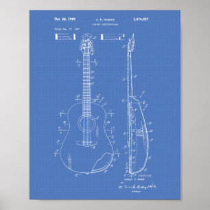 Guitar 1969 Patent Art Blueprint Poster