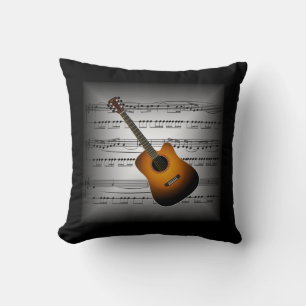 Guitar ~ 3-D Sheet Music ~ Pillow Grey/Black ~