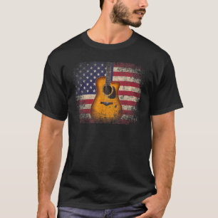 Guitar 4th Of July American Flag Usa Country Music T-Shirt