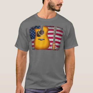 Guitar 4th of July Gift American Flag For Men Wome T-Shirt
