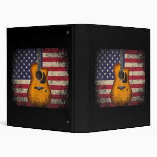 Guitar 4th of July Gift American Flag USA - Countr Binder