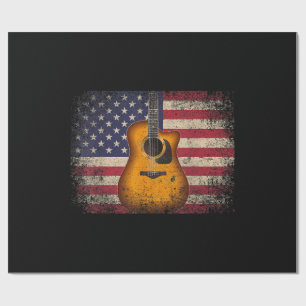 Guitar 4th of July Gift American Flag USA - Countr Wrapping Paper