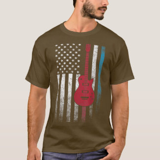 Guitar 4th of July Gift American Flag USACountry M T-Shirt