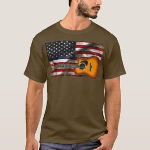 Guitar 4th of July Gifts American Flag USA  Countr T-Shirt