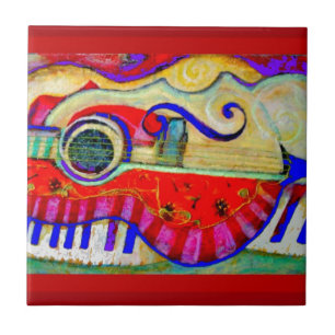 Guitar Abstracted Art by Sharles Tile