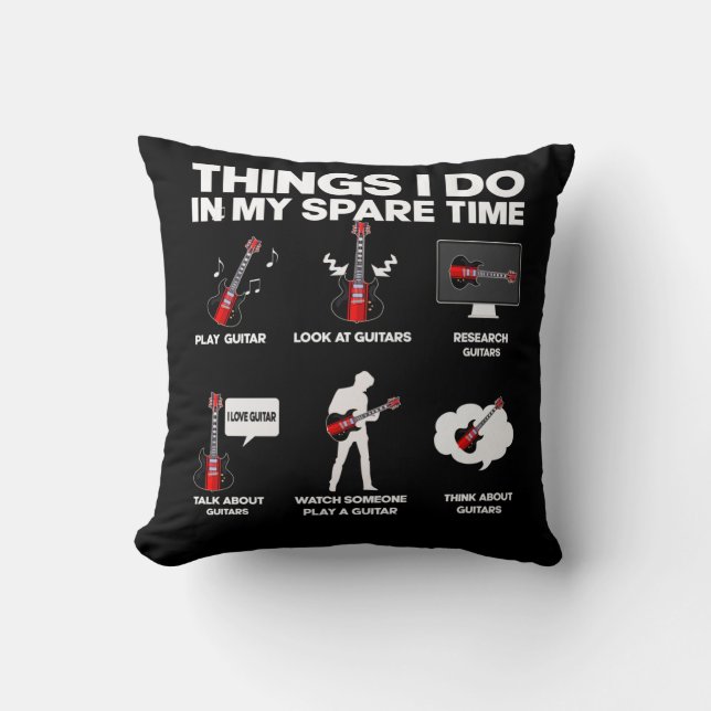 Guitar addicted Guitarist Music Lover Musician Throw Pillow (Front)
