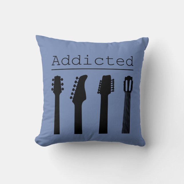 Guitar addicted throw pillow (Front)