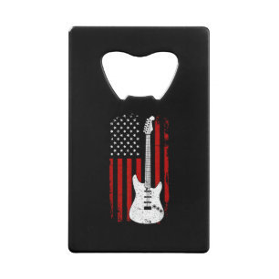 Guitar American US Flag Music Player Electric Guit Credit Card Bottle Opener