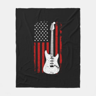 Guitar American US Flag Music Player Electric Guit Fleece Blanket
