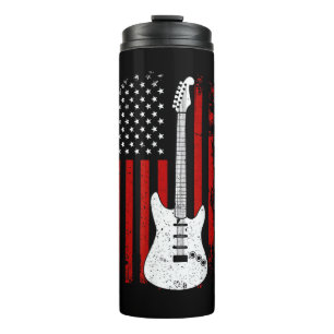 Guitar American US Flag Music Player Electric Guit Thermal Tumbler