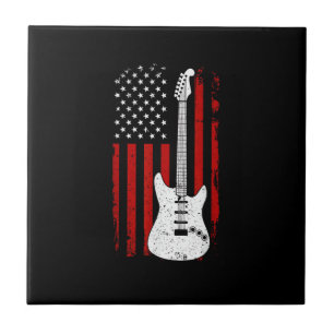 Guitar American US Flag Music Player Electric Guit Tile