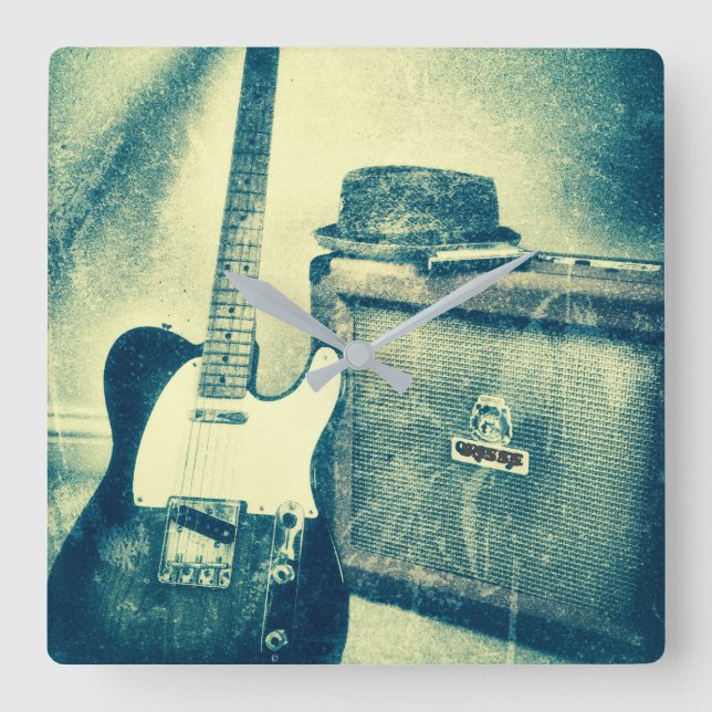 guitar amp harmonica bluesman clock (Front)