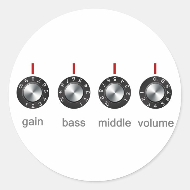 Guitar Amp Knobs Classic Round Sticker (Front)