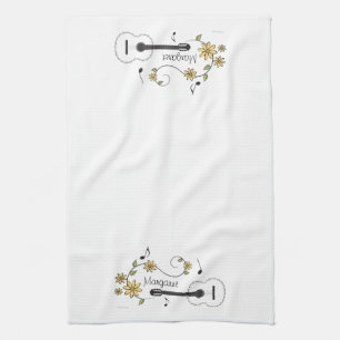 Guitar and Flowers Kitchen Towel