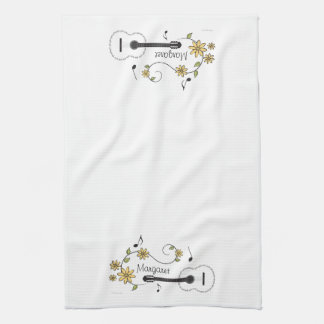 Guitar and Flowers Kitchen Towel