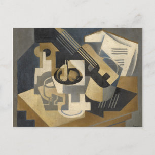 Guitar and Fruit Bowl on a Table, 1918 Postcard