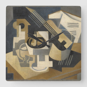 Guitar and Fruit Bowl on a Table, 1918 Square Wall Clock