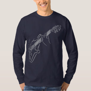 Guitar and Guitarist. Acoustic White Instrument. T-Shirt
