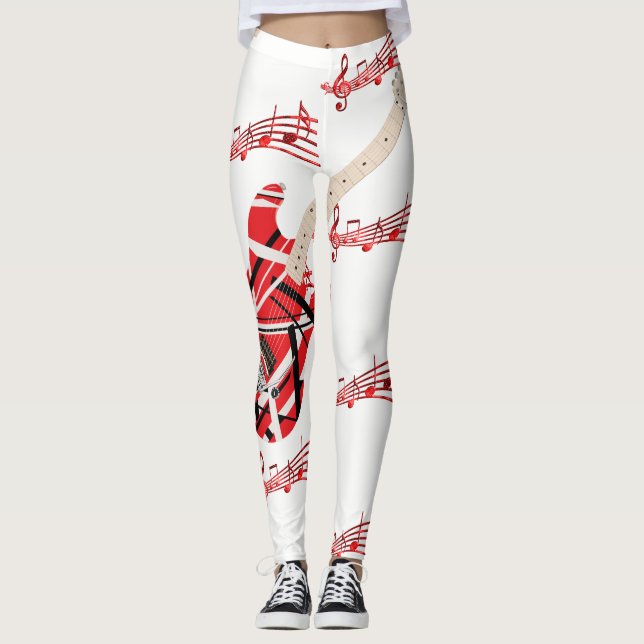 Guitar and Music Notes Print Leggings (Front)