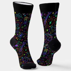 Guitar and Music Notes Socks
