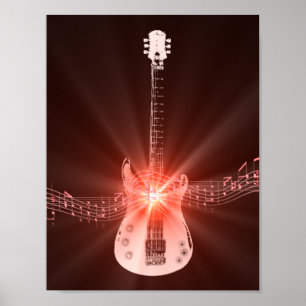 Guitar and Musical Notes Picture Poster