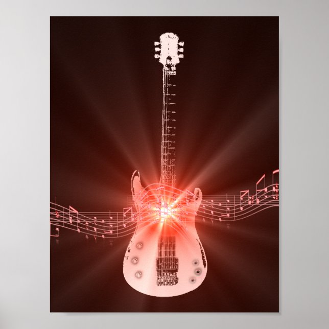 Guitar and Musical Notes Picture Poster (Front)