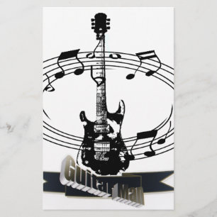 Guitar and Musical Notes Stationery