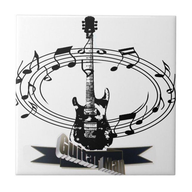 Guitar and Musical Notes Tile (Front)