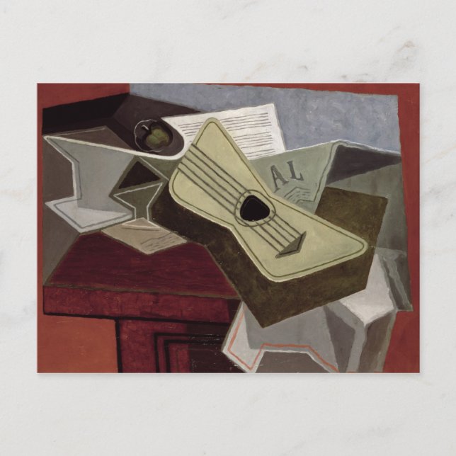 Guitar and Newspaper, 1925 Postcard (Front)