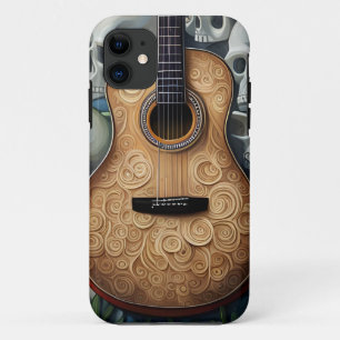 Guitar and Skulls, Musical, Acoustical Guitar,  iPhone 11 Case
