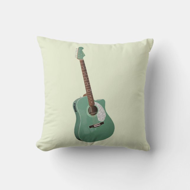 Guitar art print throw pillow (Front)