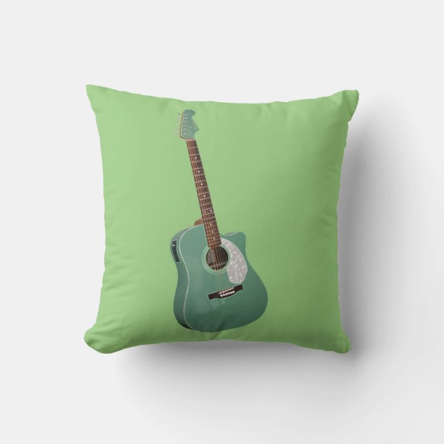 Guitar art print throw pillow (Front)