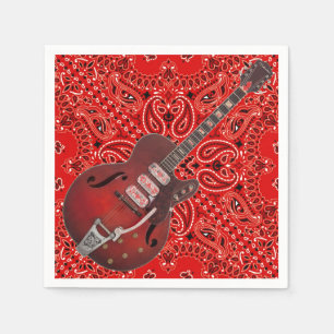 Guitar Bandana Country Music BBQ Picnic Paisley Napkin