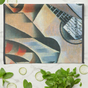 Guitar (Banjo) and Glasses, Juan Gris, Vintage Art Kitchen Towel