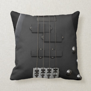 Guitar bass instrument black throw pillow