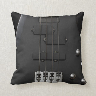 Guitar bass instrument black throw pillow