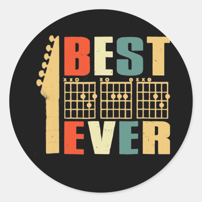 Guitar Best Dad Ever Chord Guitarist Father's Day Classic Round Sticker (Front)