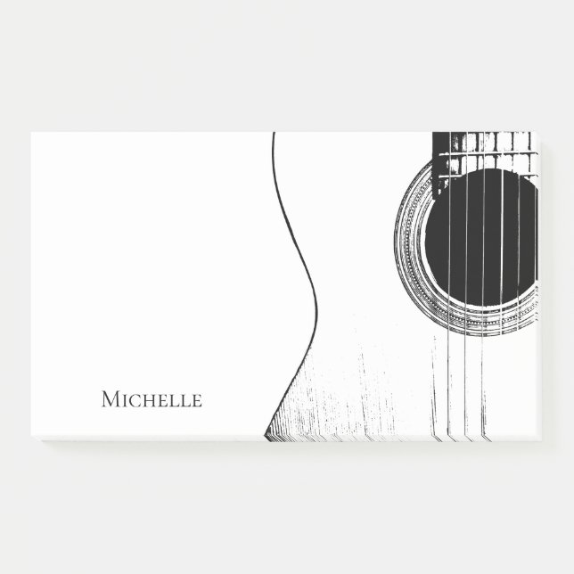 Guitar Black and White Post-it Notes (Front)