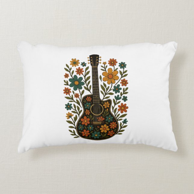 Guitar & Bloom Designs Accent Pillow (Front)