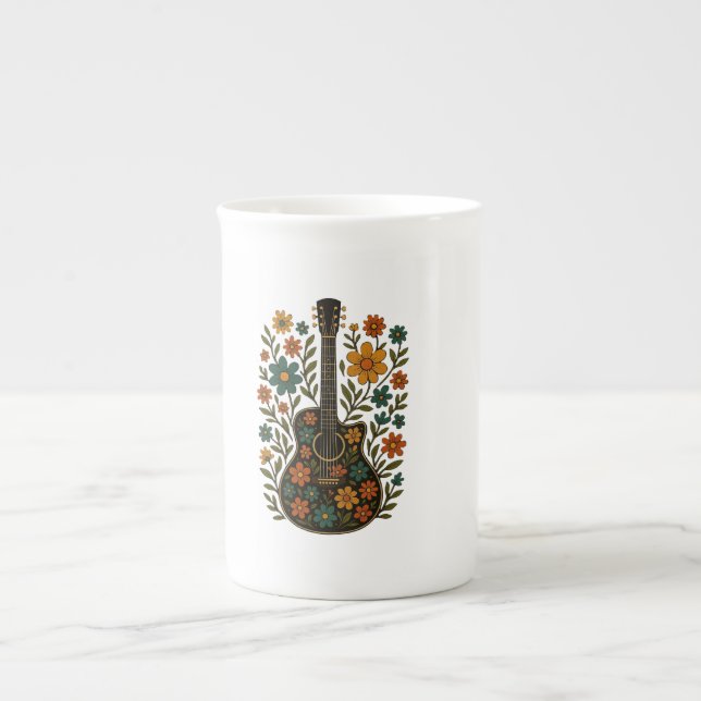 Guitar & Bloom Designs Bone China Mug (Front)
