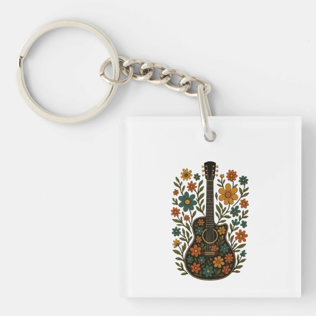 Guitar & Bloom Designs Keychain (Front)